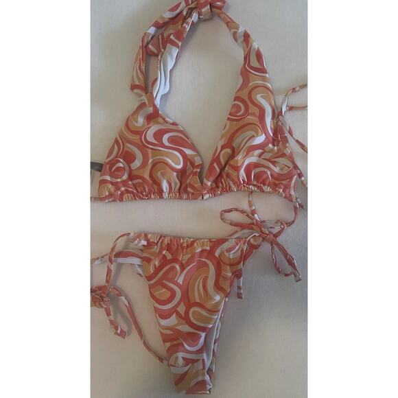 🔥$10 deal!Refuge Woman’s Summer Bikini Top & Cheeky Bottoms String Tie Set L - Picture 1 of 10